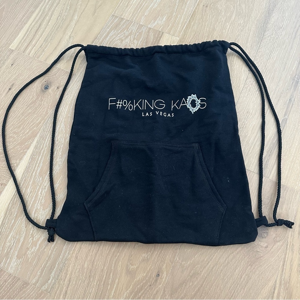 Palms Kaos Nightclub Black Drawstring Sweatshirt Bag Travel Backpack Las Vegas